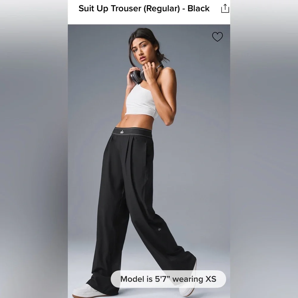Alo Yoga NWT Suit Up Trouser Regular Lightweight Straight Leg Black Size S